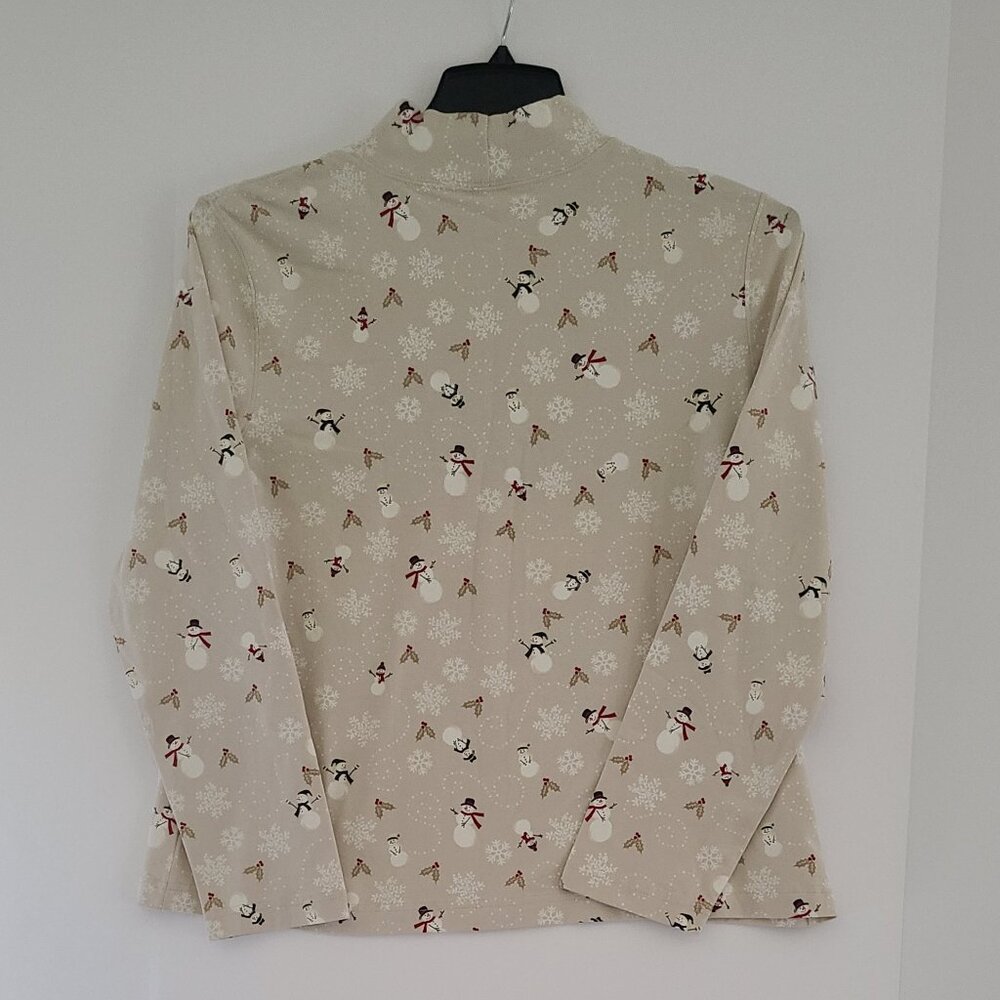CROFT & BARROW MOCK TURTLENECK-SNOW MAN CHEER -CREAM - SIZE PXL